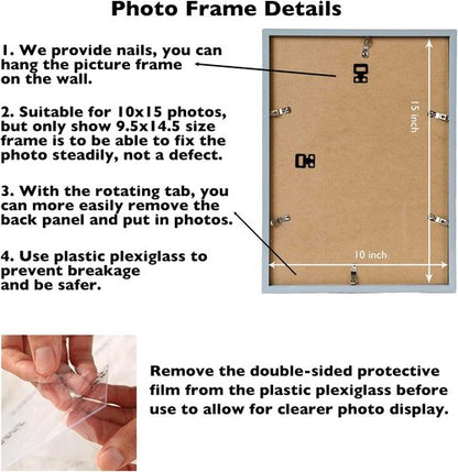 JCJMY 10x15 Picture Frame - Rustic White Wall Hanging Frame with Shatter-Resistant Plexiglass