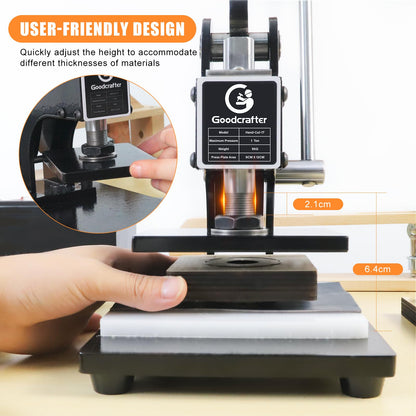 Leather Cutting Machine 1 Ton,12x9cm Die Cutter Stamping Machine Embossing Plate Manual Die Cutter Hand Press Mold Cutter Leather Die Cut Leathercraft Cutting Machine DIY Tool for Various of Materials