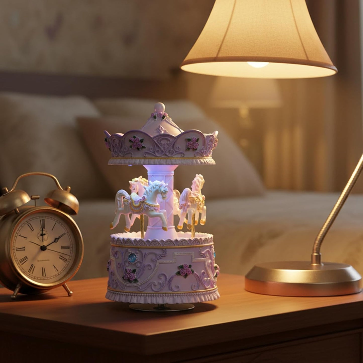 Carousel Horse Music Box for Girls, Purple Musical Box for Women Kids Wife Mom Daughter Birthday Anniversary Valentine