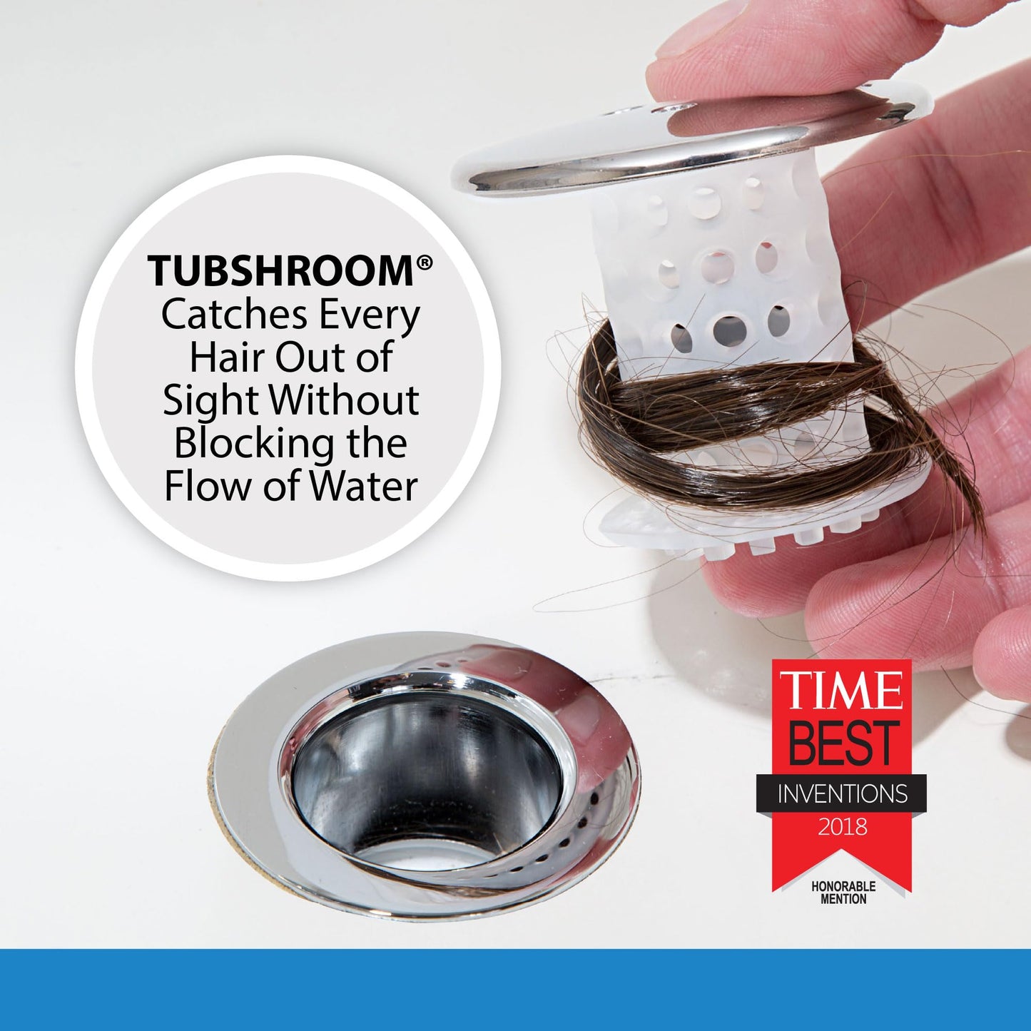 TubShroom Bathtub Drain Protector and Hair Catcher - 2 Pack, Chrome - Fits 1.5" - 1.75" Bathtub and Shower Drains