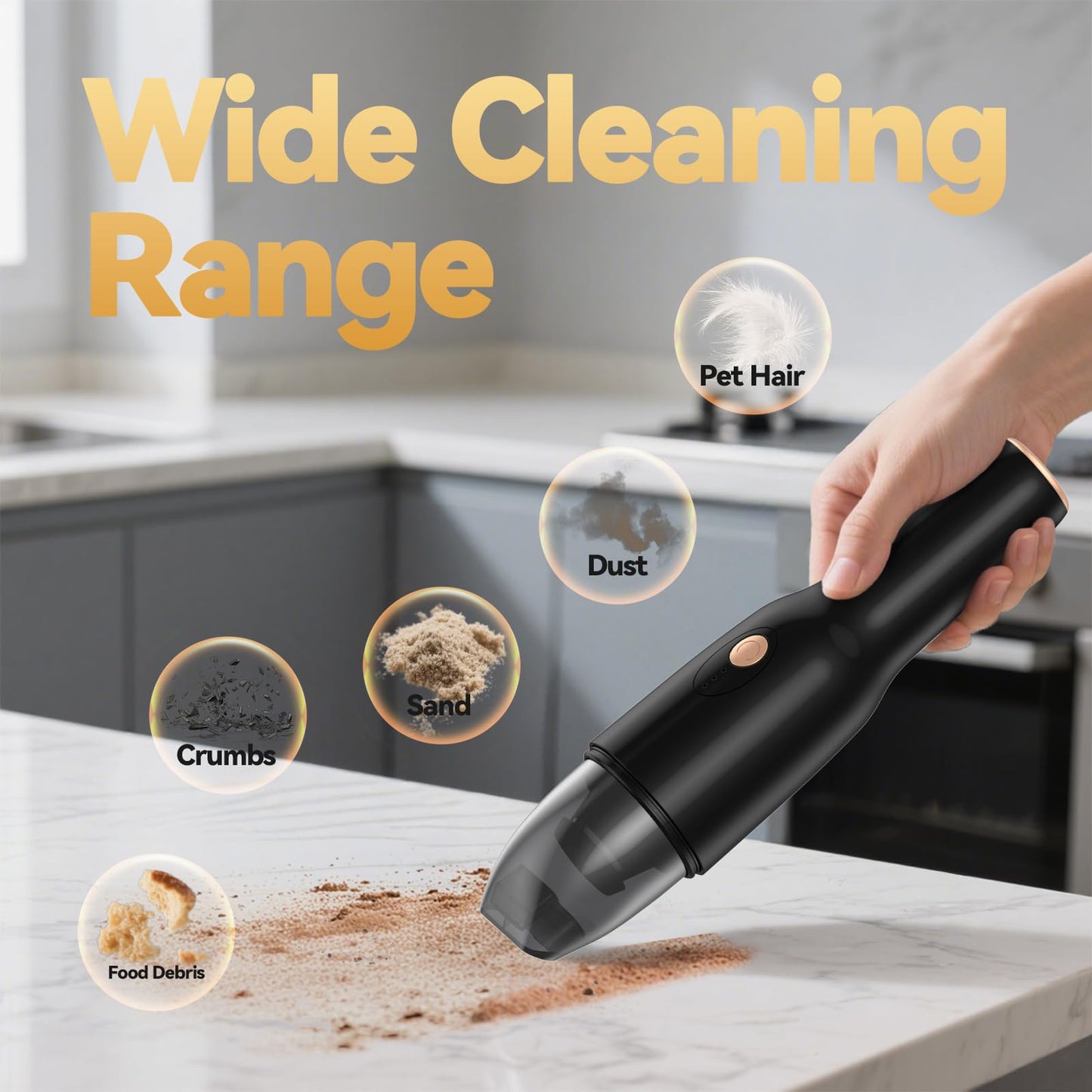 Blozor Handheld Vacuum Cordless -Car Vacuum Portable Rechargeble -Hand Held Small Vacuum Cleaner Car Seats, Home, Quick Clean up, Strong Suction, Lightweight, Includes Crevice Nozzle & Brush-H3