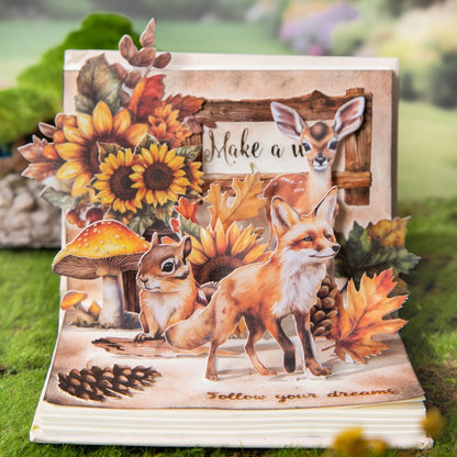 AuriicLeaf Woodland Forest Cardstock Sticker Set, 150PCS Vintage Nature-Themed Stickers for Scrapbooking, Journaling, Collage, and DIY Crafts