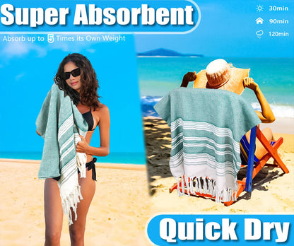 Yongoes Oversized Turkish Beach Towel Blanket Cotton Giant XL Sandproof Towels Huge Linen XXL Extra Large Big Throw Quilt Blankets for Adults Cloud Travel Camping Glamping Accessories Essentials