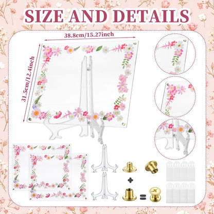 Novabright 2 Set 2026 8.5x11 Floral Acrylic Graduation Certificate Frame Pressed Flower Wall Mount Floating A4 Picture Frame Double Panel for Graduation Certificate Degree Document Memory Picture Gift