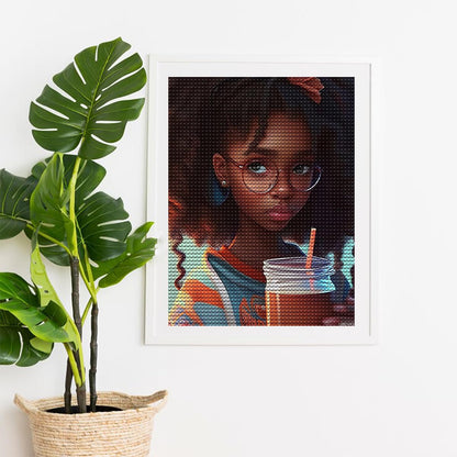Black Africans Drinking, DIY Diamond Painting Kits for Adults, 5D Diamond Painting Kits Round Full Drill Diamond Painting Art Drawing for Home Wall Decor 12x16inch