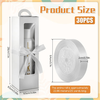 30 Pcs Tumbler Gift Box with Handle, Sublimation Tumblers Package Boxes, with Clear Window and Ribbon, Heat Press Blanks Bottle Gift Box, for Bridesmaid Gifts Wedding Favors Wrapping Packaging DIY Dec