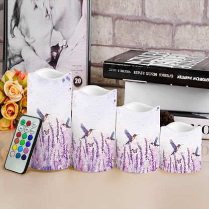 Cozeyat Lavender LED Candles Set of 4 Real Wax Battery Powered Flameless with Remote Control Timer Color Changing for Wedding Home Table