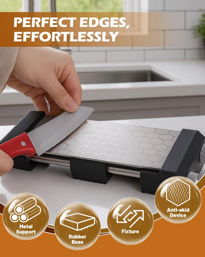 HIPULX Non-Slip Sharpening Stone Holder, Adjustable Whetstone Holder for Water Stones, Diamond Stones 304 Stainless Steel Clamp for Knife Sharpening, Woodworking Tools (Fits 5 9/16" - 8 11/16")