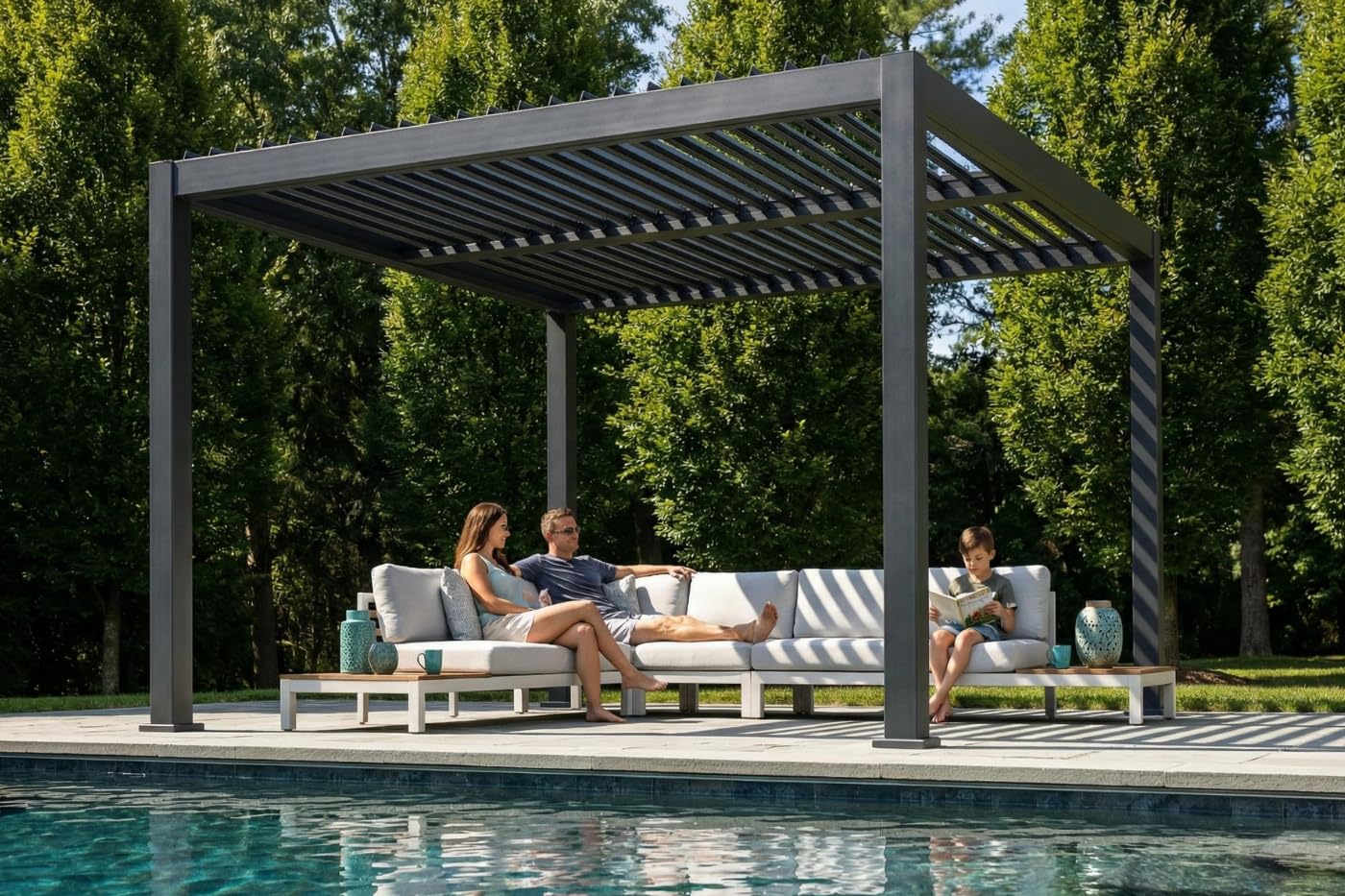 Patio Kingdom 10' x 13' Louvered Pergola Outdoor Aluminum Pergola Kit with Adjustable Roof, All-Weather Metal Gazebo with Drainage System for Patio, Deck, Garden and Backyard Shade, Gray