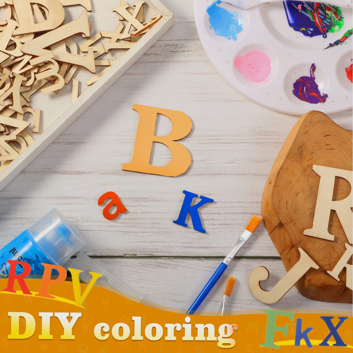 Blulu 260 Pcs 1 Inches and 2 Inches Wooden Alphabet Letters Bulk Unfinished Wood Alphabet Letters for Craft DIY Natural Blank ABCs Cutouts for Spelling Learning Painting Craft Project Home Wall Decor