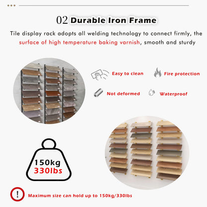 1/ 2/ 3/ 4 Pcs Floor Tile Display Stand, Large 4 8 10 12 Inch Wall-mounted Sample Rack for Retail Stores/ Trade Show/ Supermarket/ Exhibition Hall, Wooden Flooring Storge Shelf(3pc 20.5cm/8in,170cm/67