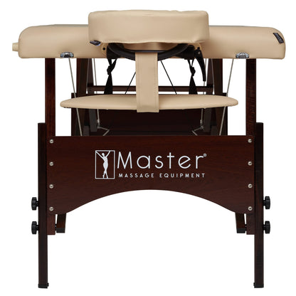 Master Massage 28" Argo Portable Massage Table in Cream with Walnut Legs- Spa Bed for Tabletop Exercise & Massage