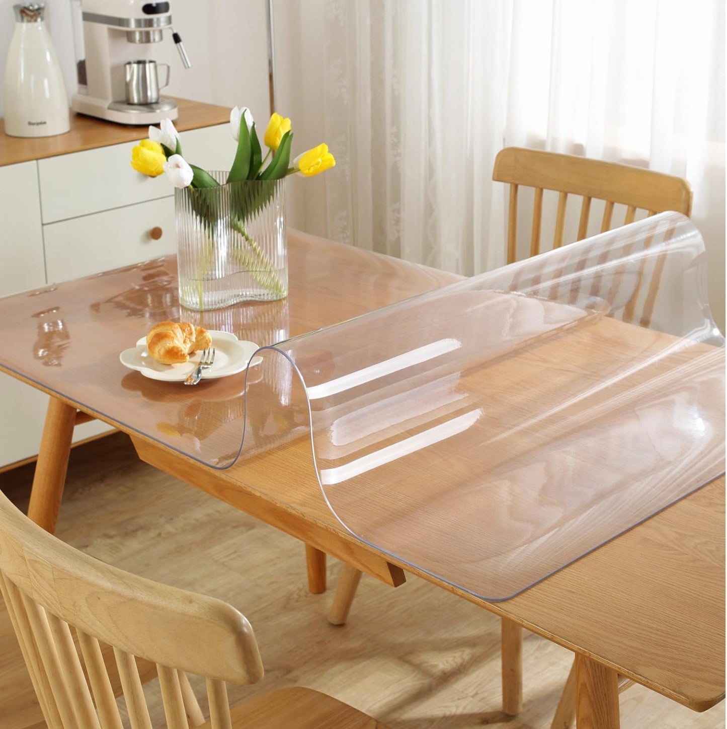 Clear Table Protector 12 x 24 Inch, 1.5mm Thick Plastic Cover, Waterproof PVC Desk Protector Mat
