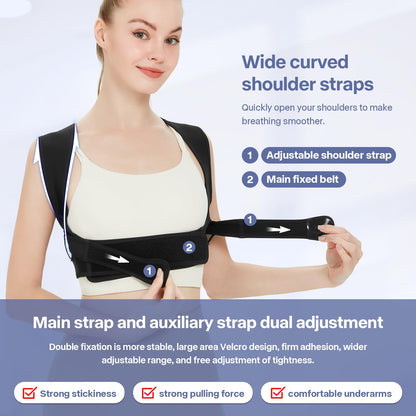 Back Brace Posture Corrector for Women and Men,Adjustable Shoulder Straightener Black(Small/Medium)