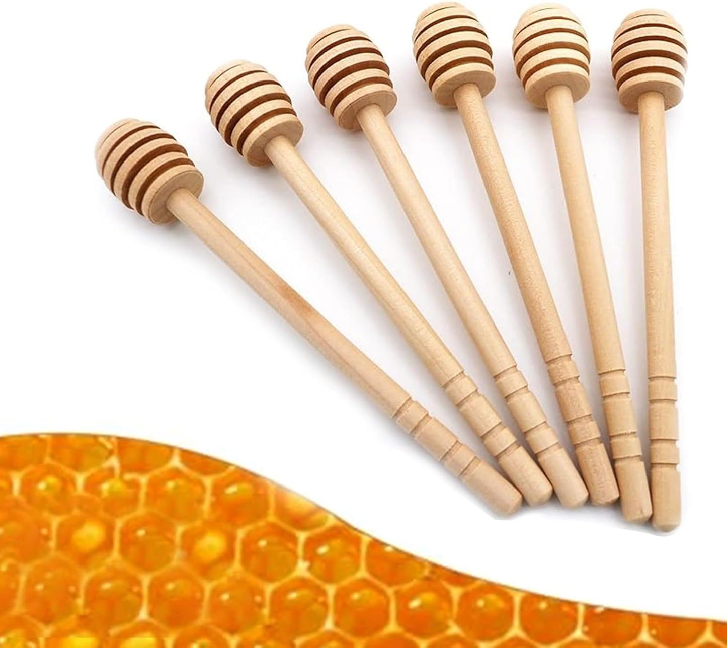 4PCS Honey Mixing Stirrer, Wooden Honey Dipper, Smooth Honey Comb Stick, Honey Spoon Collecting Dispensing Drizzling