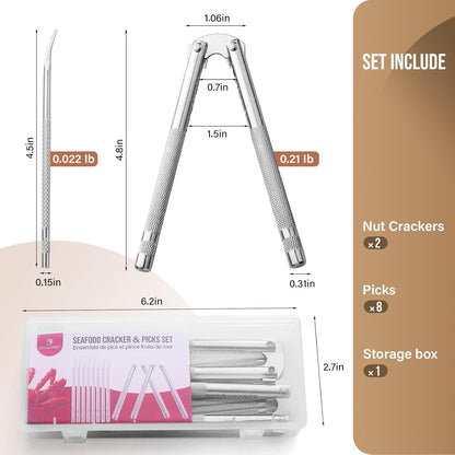 Set, 10-Piece Set Lobster Crackers and Picks Crab Leg Cracker Tools - Stainless Steel Seafood Crackers & Forks Nut