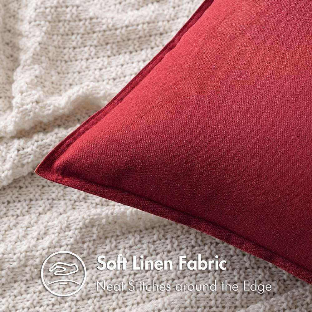 MIULEE Pack of 2 Christmas Burgundy Red Pillow Covers 22x22 Inch for Modern Farmhouse Home Decor