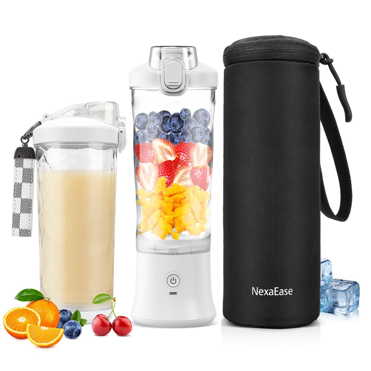 Portable Blender for Shakes and Smoothies- Personal Juicer 20 OZ Electric Protein Shaker Bottle with Insulated Sleeve, USB-C Rechargeable,Travel Lid-Small Blender Cup for Kitchen, Office, Gym,Travel
