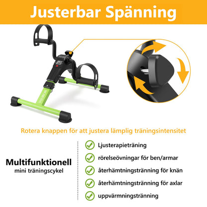 Pedal Exerciser Desk Exercise Bike Leg and Arm Bike with LCD Monitor Foldable (black/green)