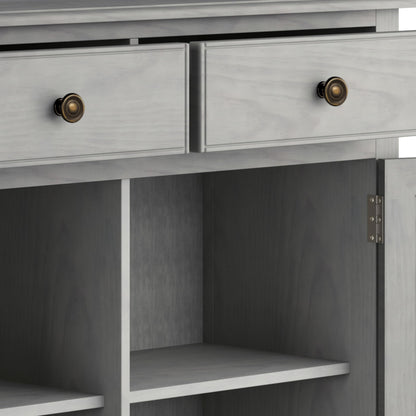 SIMPLIHOME Connaught 40-inch Wide Solid Wood Storage Cabinet in Fog Grey for Entryway, Living Room, Organizer for Hats, Gloves, Shoes, Keys, Slim Design, Traditional Style
