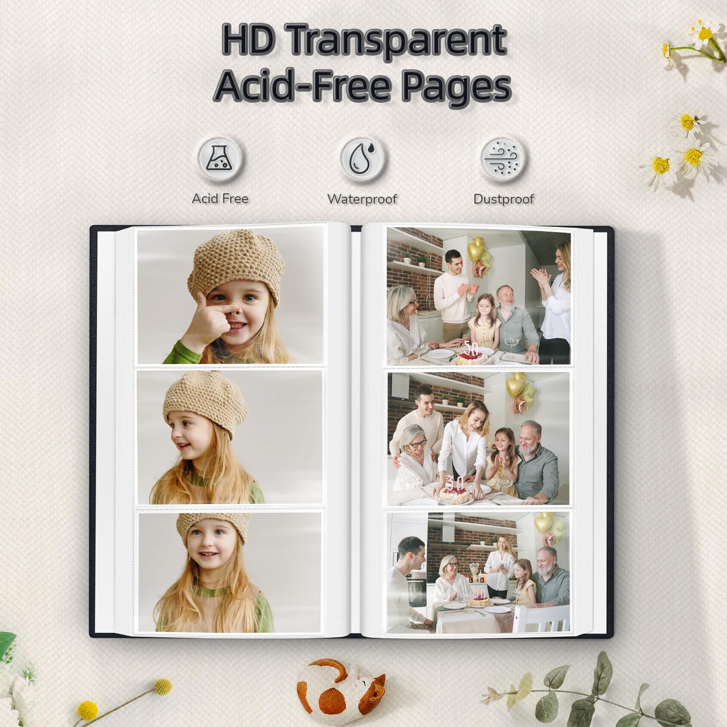 popotop Photo Album 4x6-300 Photos Linen Cover Photo Books with 300 Horizontal Pockets,Slip-in Picture Albums for Family Wedding Anniversary Baby Vacation Pictures