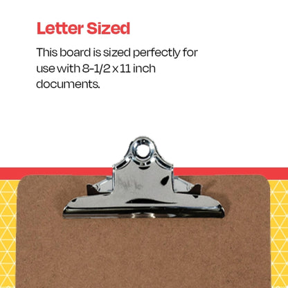 School Smart Hardwood Clipboard - Letter Size Bright Nickel 9 X 12-1/2 in