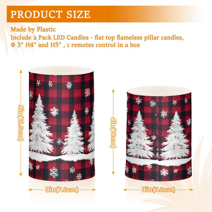 ALAZA Christmas Tree Snow Buffalo Flameless Candles Battery Operated with Remote Timer,Tea Light Candles LED Pillar Votive Candles Set of 2 for Outdoor Indoor Decorations223