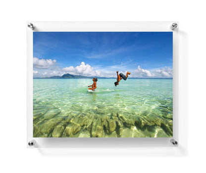 6x8 Floating Acrylic Picture Frame With Chrome Standoff Double Panel Wall Mount Photo Frame for Picture Up To inches (Inner Max Size is 6x8 inch)