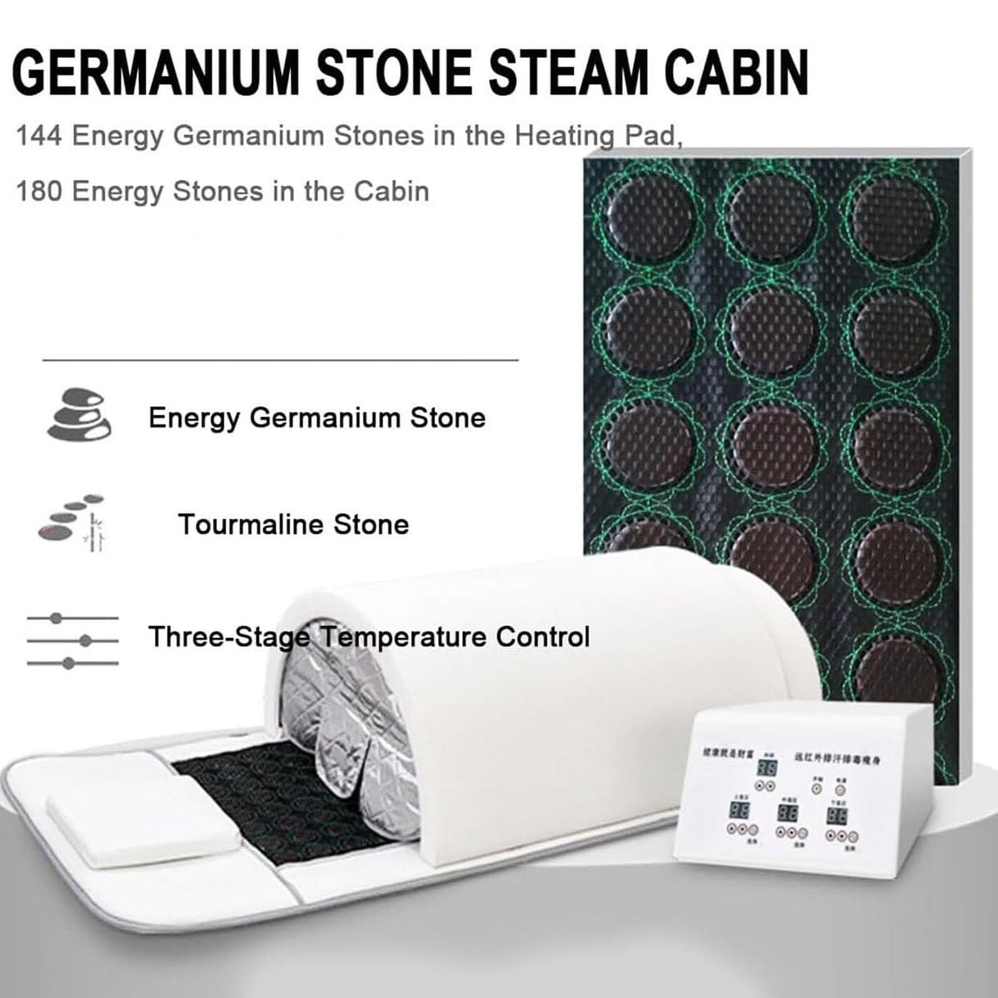 piudoiliy Infrared Sauna Dome, Near Zero EMF Function, 1200W, Portable Home Sauna with Therapeutic Jade Stones, Infrared Photon Light, Steam Tent (Black)