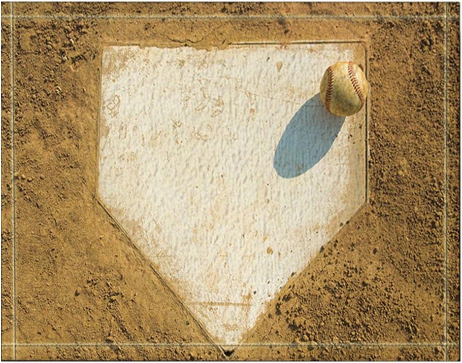NYMB Sport Decor Old Baseball on Home Plate Bath Rug - Non-Slip Floor Mat for Indoor Outdoor Entryways, 60x40cm