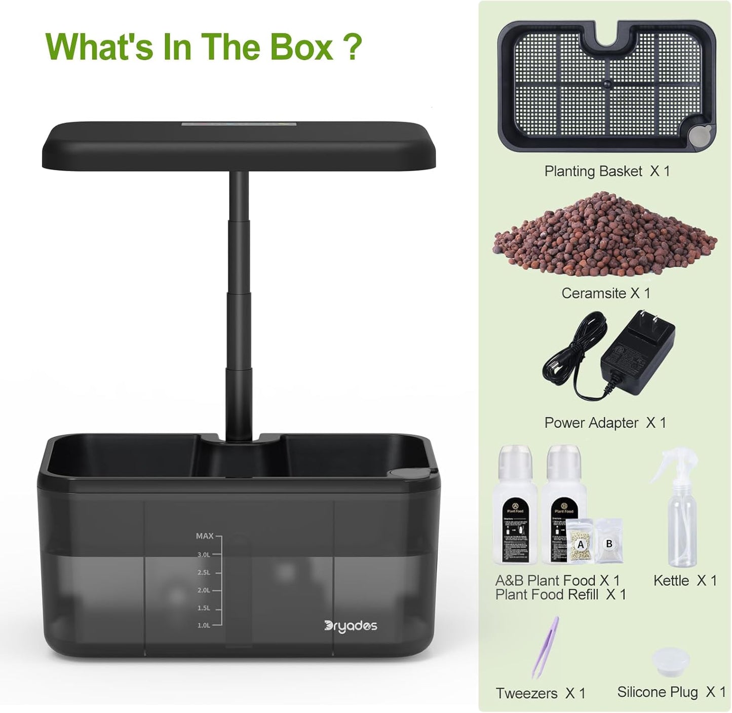 Indoor Herb Garden Kit, Hydroponic Growing System with LED Grow Light Quiet Water Pump for Home Kitchen Office Healthy