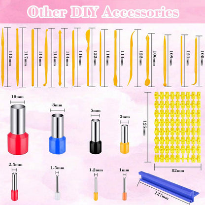 Fesorsi 772 Pcs Clay Earring Making Kit, 39 Polymer Clay Molds Stainless Steel, Polymer Clay Tools with 8 Circle Cutters, 1 Clay Letter Stamps and 710 Pcs Earring Accessories for DIY Jewelry