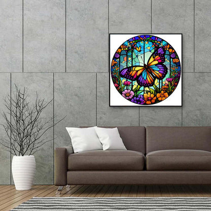 KTHOFCY 5D DIY Diamond Painting Kits for Adults Kids, Butterfly Stained Glass Full Drill Embroidery Cross Stitch Crystal Rhinestone Paintings Pictures Arts Wall Decor Painting Dots Kits 11.8X11.8 in