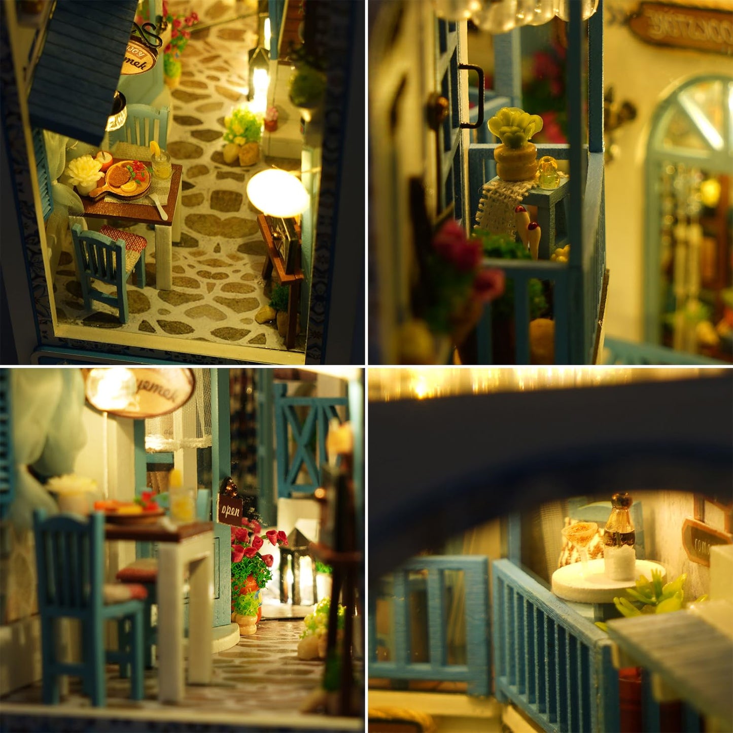 Roroom DIY Book Nook Kit, DIY Dollhouse Booknook Bookshelf Insert Decor Alley,3D Wooden Puzzle with Book Nook Bookshelf Insert Wood Bookend Model Building (Sea Breeze-TC18)