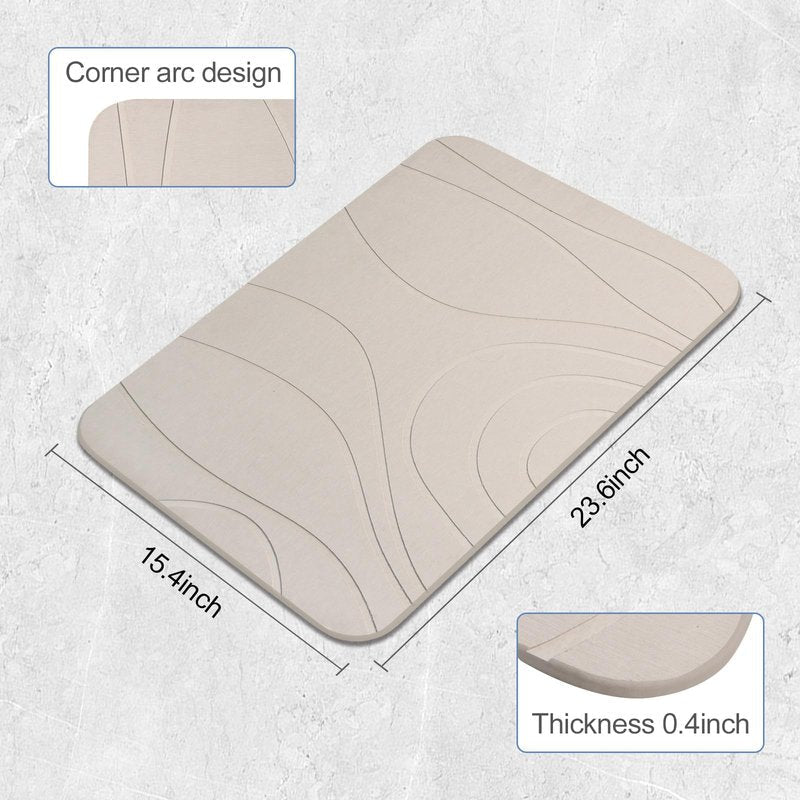 HUMIGA Stone Bath Mat, 2 Pack Diatomaceous Earth Shower Mat, Non-Slip Super Absorbent Quick Drying Bathroom Floor Mat, 24x15, Greyish White