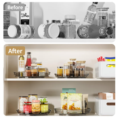 LAMU 3 Pack Lazy Susan Organizer Turntable for Cabinet, Rotating Condiment Organizer for Kitchen Pantry Organizers and Storage, Table Top, Fridge, Countertop, Spice Organization, 9.25'' 10.6'' 12''