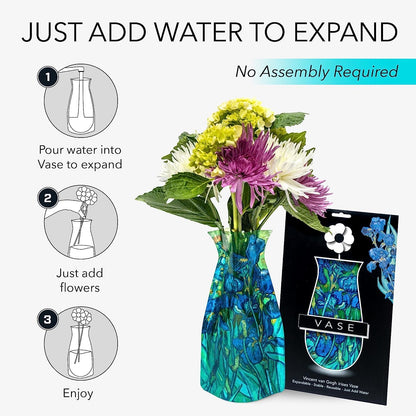 MODGY Expandable Flower Vase, Plastic Decorative Modern Vases for Centerpieces, Dining Table Decor, Van Gogh Irises