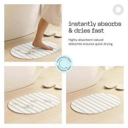 Deepstone Foldable Stone Bath Mat – Large Diatomaceous Earth Mat, Quick Dry with Non-Slip Base, Water Absorbing Bathroom and Shower Stone Mat, Easy to Clean (24” x 15”), White