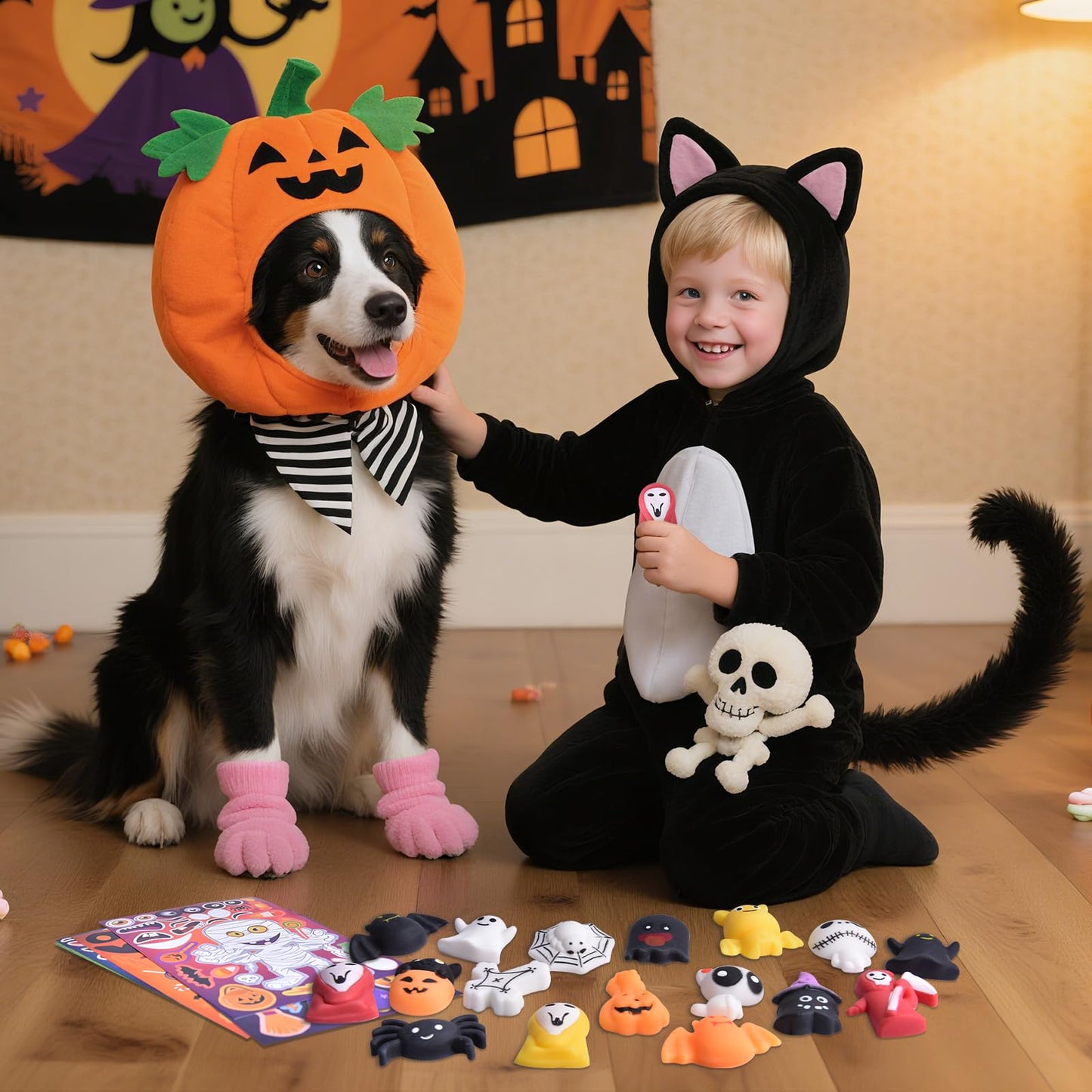 Halloween Mochi Squishy Toys for Kids Halloween Party Favors Goodie Bags Fillers Stuffers Squishies Halloween Treats Bags Gifts Squishy Fidget Toys Stress Relief Squeeze Toys Prizes for Kids
