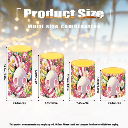 NETILGEN 4 Pcs Easter Decorative Flameless LED Pillar Candles with Timer Remote for Indoor Outdoor Easter Cartoon Bunny