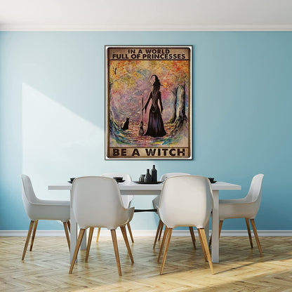 YEEIFFD New Year Gift Witch Black Cat Forest Diamond Painting by Number Kits for Adults Full Drill with DIY 5D Set Arts Craft Home Decor Gift for Christmas Valentine's Day 12x16 inch