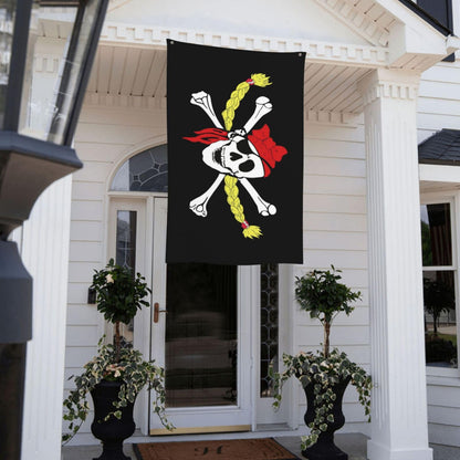 Gril Pirate Skeleton and Crossed Bones Flag 3x5 Ft Outdoor Indoor Funny Fun Garden Yard Banner Decor Sign Metal Grommets