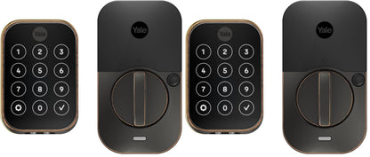 Yale Security Assure Lock 2 Deadbolt, Black Suede Keyed Smart Entry Door Lock with Wi-Fi Connected Keypad for Code Entry and Remote Access, YRD410-WF1-BSP