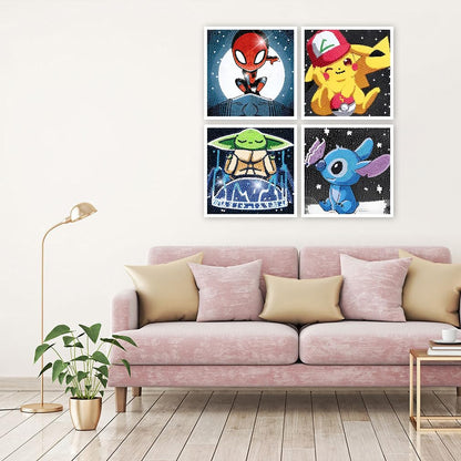 Diamond Art Kits for Kids,Diamond Painting for Kids' Mosaic Kits Ages 8-12 and 5D Diamond Art Gem by Number Kits Arts, Full Drill Painting Crystal Art Kits for Home Wall Decor 4 Pieces 6" X 6"