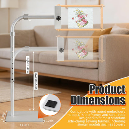 Hohnezl Adjustable Workstand Compatible with Lowery & Side Clamp, Rotating Needlepoint Stand, Heavy Duty Metal Construction, Fits Q Snap Frames