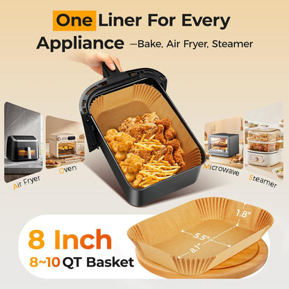 Vailnd Air Fryer Liners - Disposable Parchment Paper Sheets, 250 Pcs, 8x5.5 Inch for Ninja & Chefman
