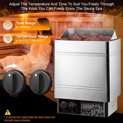 SINLJXDD Sauna Heater-Electric Sauna Heaters 220V 6KW with Built-in Controller,Suitable 260 Cu.Ft Sauna for Home,Home Steam Sauna Bathroom,SPA Houses,Hotels Dry Saunas(6KW)