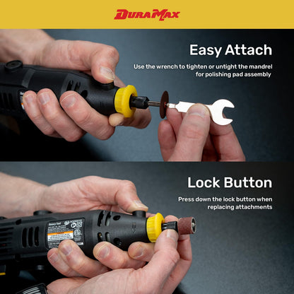 DURAMAX Rotary Tool Kit, 40 Pieces, Variable Speed 8000-30000 RPM, 120V, with 6-PCS Diamond Point Set, Carry Case