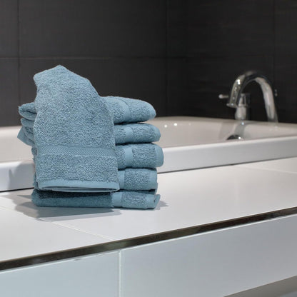 Linum Home Textiles 100% Set 6, Turkish Cotton Denzi Washcloths, of Light Blue