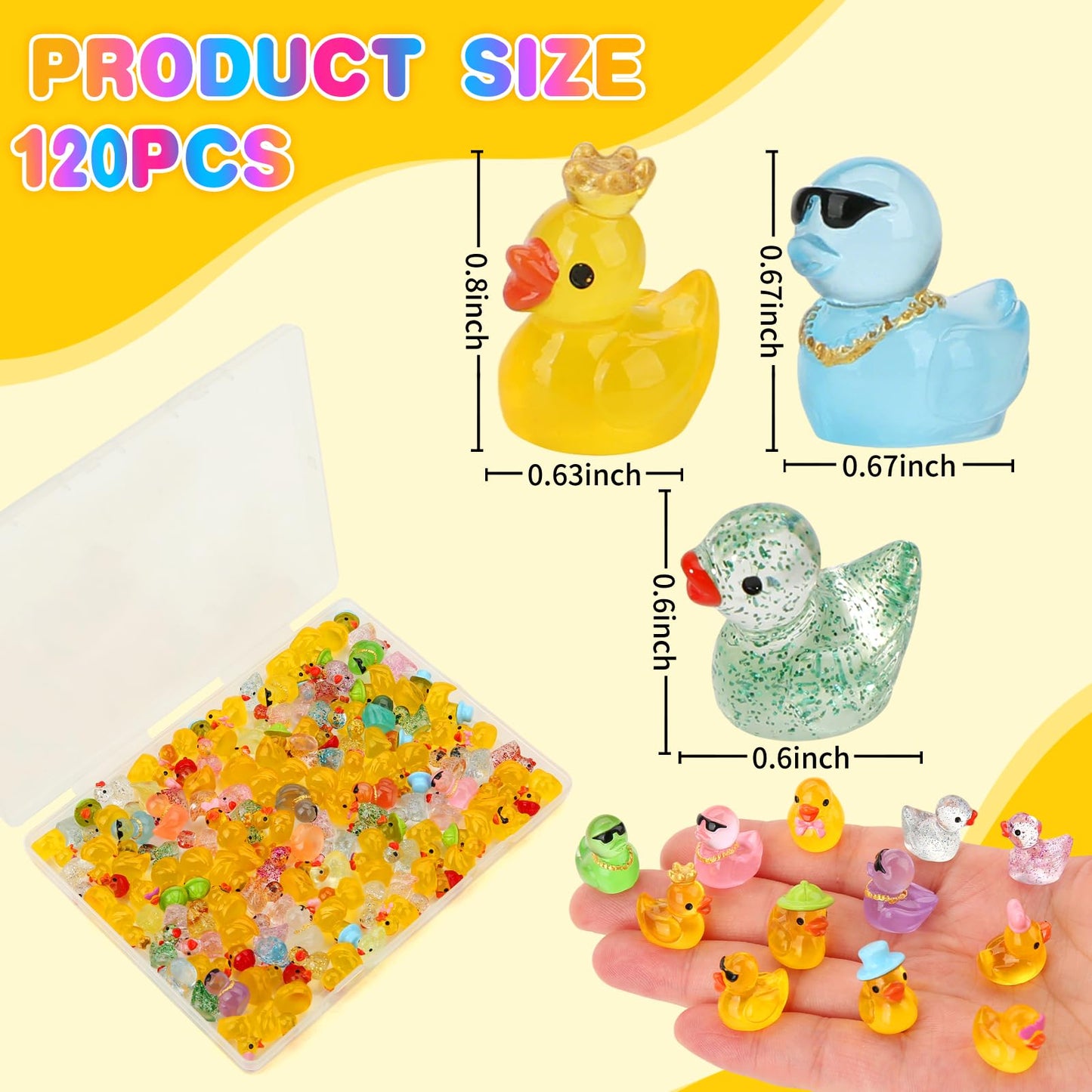 120 Pcs Mini Resin Ducks, Tiny Animals Figures to Hide Small Little Plastic Miniature Ducks Bulk for Dollhouse Decor Home Office Potted Fish Tank Aquarium Landscape Micro Fairy Garden Accessories